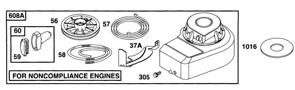 Blower Hsg, Rewind 1 Diagram and Parts List for  Briggs and Stratton Engine